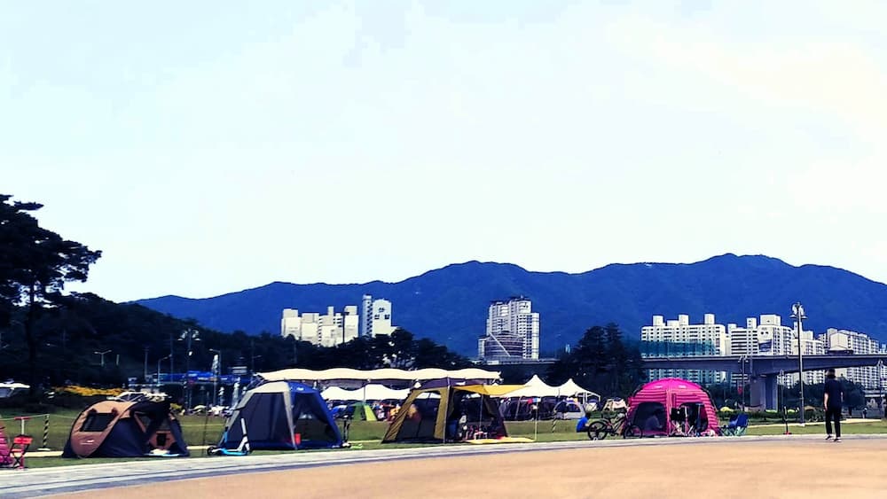 구리한강시민공원 텐트 피크닉 구역 모습