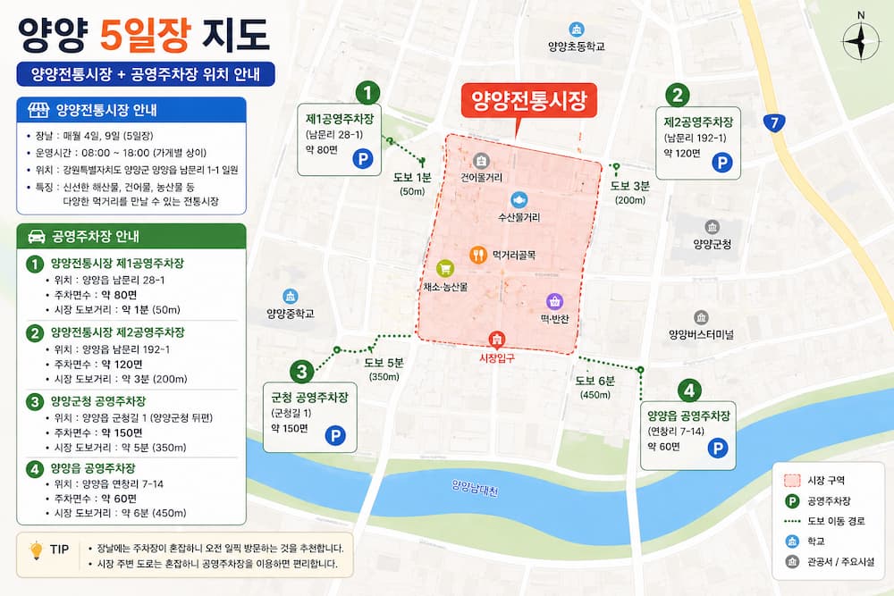 양양 5일장 전통시장 위치 지도