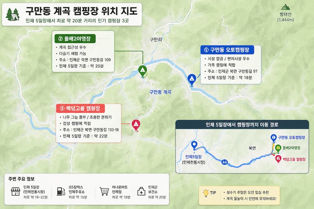 구만동 계곡 캠핑장 위치 지도