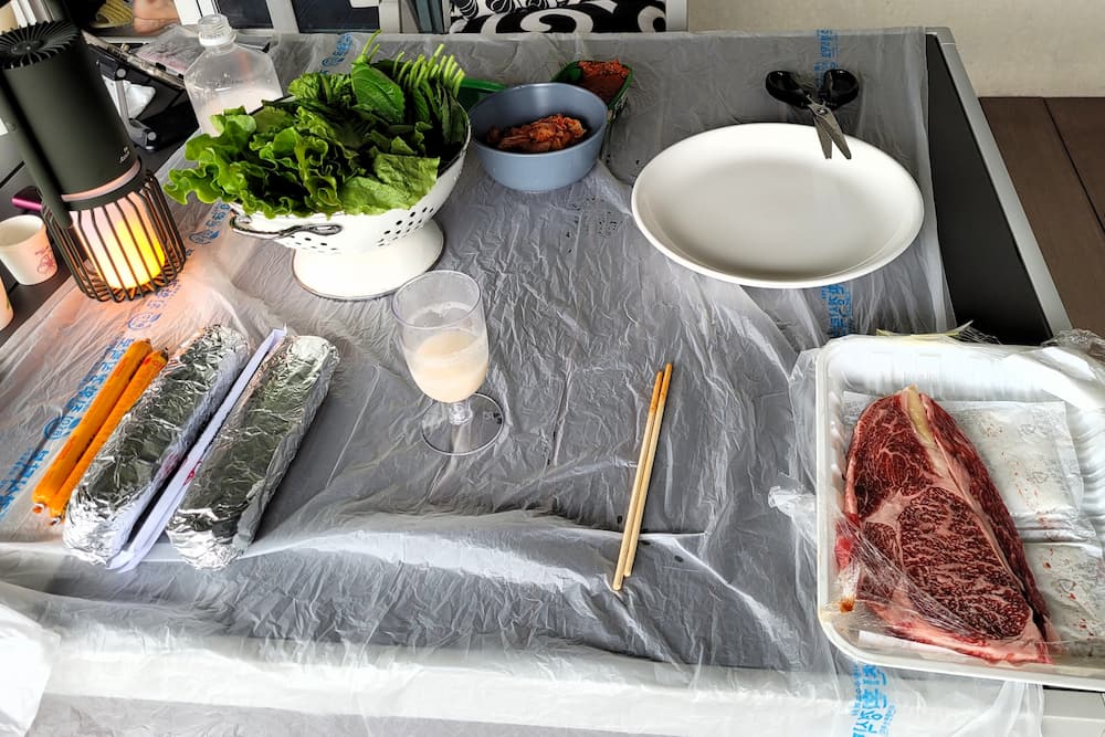 고성 써니힐 펜션 바베큐 상차림