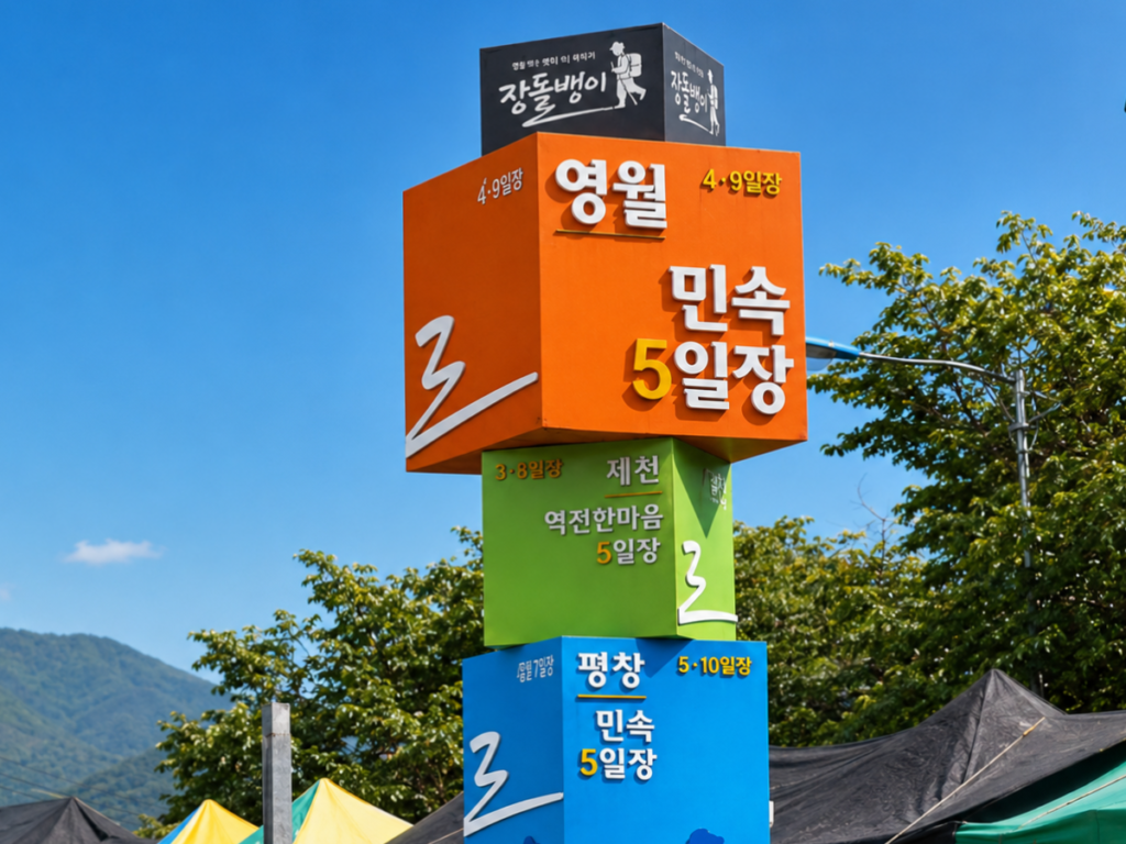 영월 덕포 민속5일장 안내판
